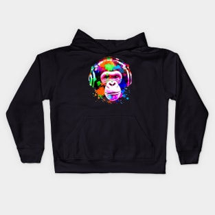 Headphones On Chimp Kids Hoodie